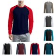 thumbnail image 1 of Mens Baseball Shirt Casual Raglan Long Sleeve Crewneck Color Block T-Shirt Lightweight Vintage Tops, 1 of 5