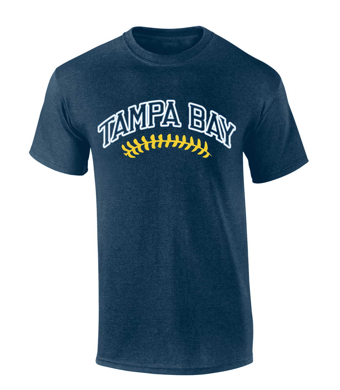 Mens Baseball Team Tshirt Florida Tampa Bay Baseball Team Color Navy Blue  and Yellow Laces Short Sleeve T-shirt Graphic Tee-Navy-xxxl