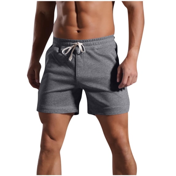 Mens Basic Athletic Shorts 5"/6" Inseam Summer Cotton Moisture Wicking Sweat Shorts Elastic Waist Drawstring Casual Daily Workout Running & Home Athleisure