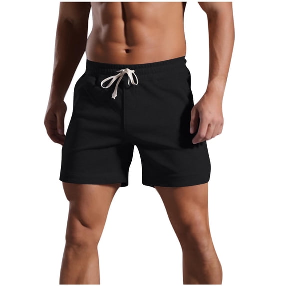 Mens Basic Athletic Shorts 5"/6" Inseam Summer Cotton Moisture Wicking Sweat Shorts Elastic Waist Drawstring Casual Daily Workout Running & Home Athleisure