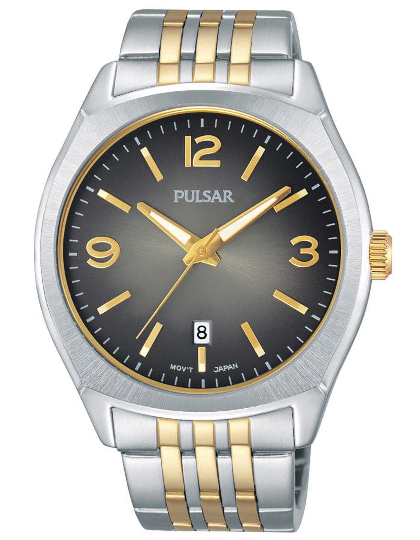Mens Basic Dress Watch - Two-Tone Case & Bracelet - Grey Dial - Date ...