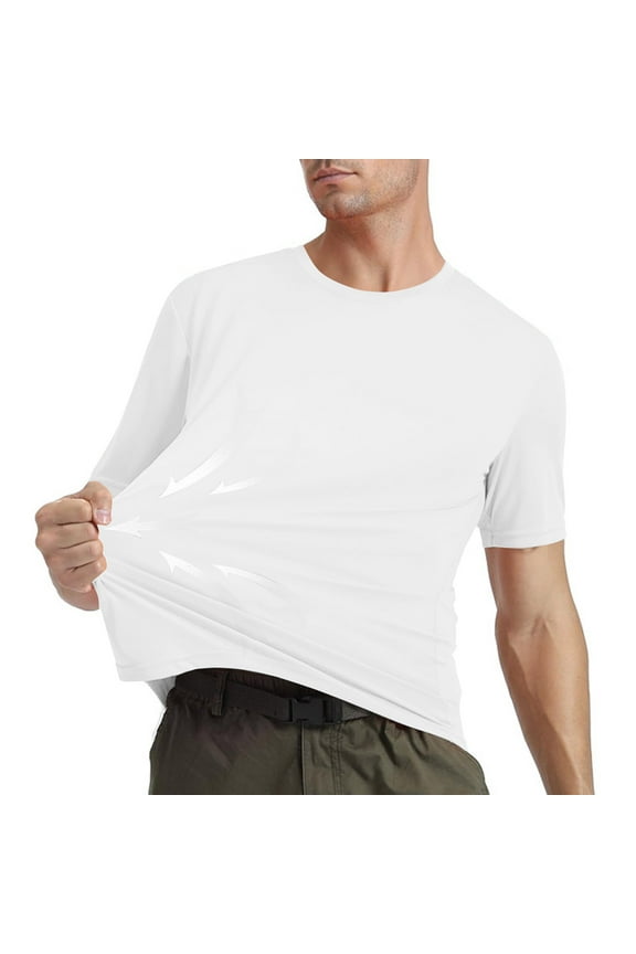 Mens Basic Sun Shirt Short Sleeve Rash Guard Shirt Quick Dry UPF 50+ Sun Protection Swim Shirt