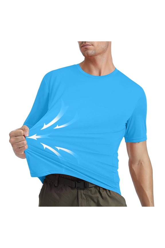 Mens Basic Sun Shirt Short Sleeve Rash Guard Shirt Quick Dry UPF 50+ Sun Protection Swim Shirt