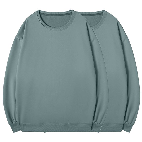 Mens Basic Sweatshirts 2 Pcs Long Sleeve Cotton Sweatshirt Crew Neck Pullover Comfortable Casual Sweat Shirts for Men Army Green, S