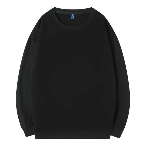 Mens Basic Sweatshirts Long Sleeve Cotton Sweatshirt Crew Neck Pullover Comfortable Casual Sweat Shirts for Men Black, 3XL