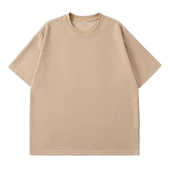 Mens Basic T Shirts Plain Short Sleeve Tops Summer T-Shirt Blouse Tops Casual Solid Color Crewneck Shirt Loose Fit Pullover Tops Plus Size Waffle Tops for Men 2024