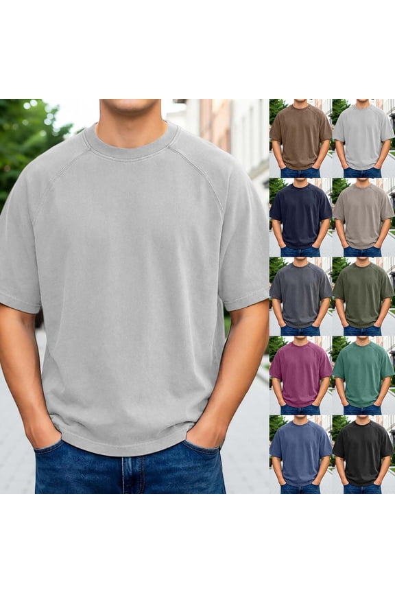 Mens Basic Tees Short Sleeve Pack Crewneck Classic Tees Lightweight Undershirt Cotton Tops Summer Trendy Plain Short Sleeve (Dark Blue,L)