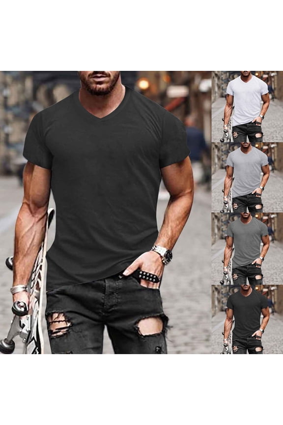 Mens Basic Tees Short Sleeve Pack Crewneck Graphic Tees Shirt Comfortable Undershirt Tee Tops Bulk Fashion Casual Plain Short Sleeve (Grey,XXXL)