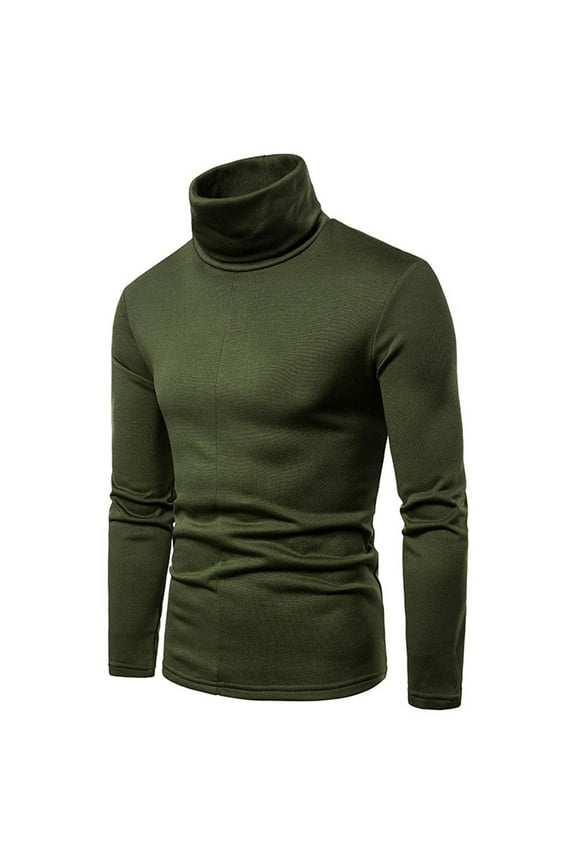 Mens Basic Turtleneck Solid Casual Knitted T-Shirt Pullover Tops Ski Cycling Hunting Compression Base Layer Sweater