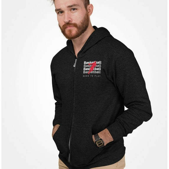 Mens Basketball Full Zip Hooded Sweatshirt