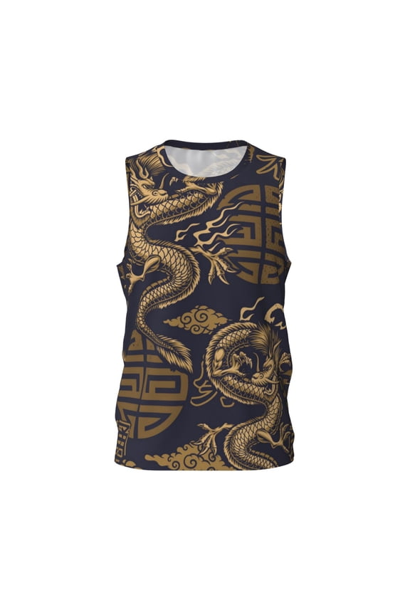 Mens Basketball Jersey Hip-Hop Sreetwear Sports Team Tops, Dragon Chinese Style Chinoiserie
