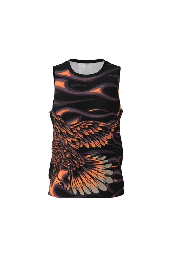 Mens Basketball Jersey Hip-Hop Sreetwear Sports Team Tops, Flaming Eagle Fire