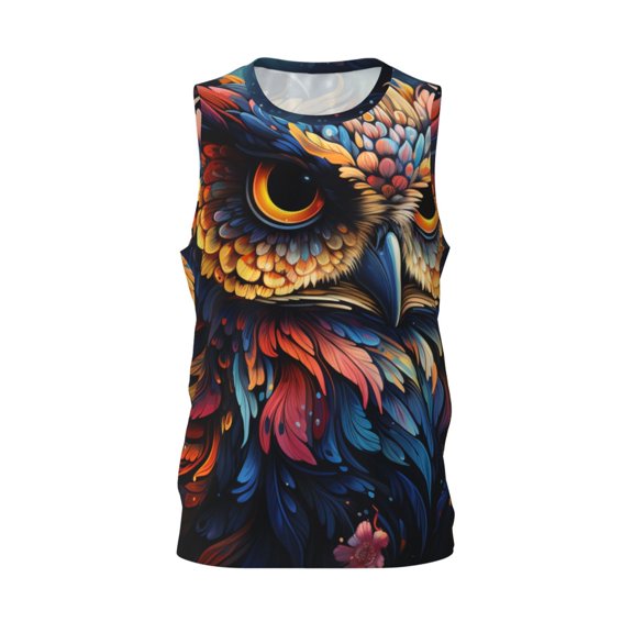 Mens Basketball Jersey Hip-Hop Sreetwear Sports Team Tops, Owl Galaxy Flower Art