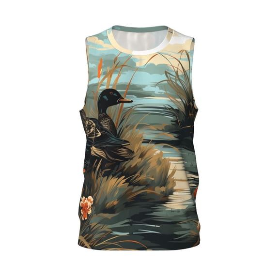 Mens Basketball Jersey Sports Shirts Fashion Hip-Hop Tank Tops, Mallards Duck Hunting Graphic