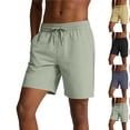 thumbnail image 1 of lcziwo Mens Basketball Shorts Big and Tall Knee Length Holiday Elastic Waist Trunks Camping Fishing Wide Leg Chino Short with Pockets Khaki S, 1 of 10