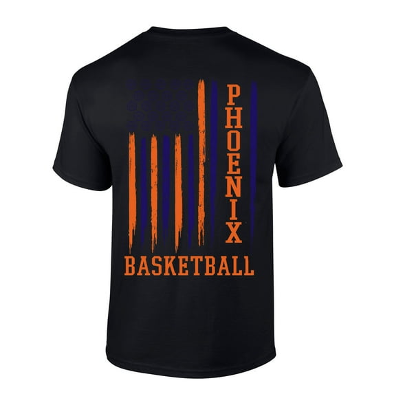 Mens Basketball Tshirt Phoenix Basketball Flag Team Color Short Sleeve T-shirt-Black-4xl