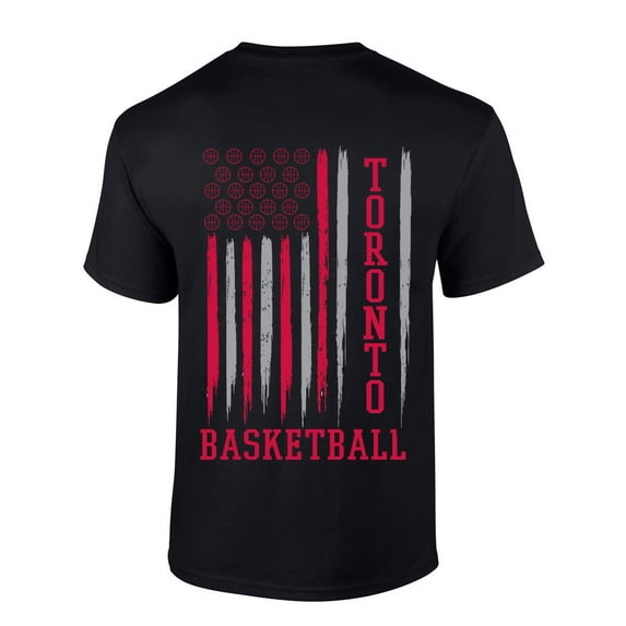 Mens Basketball Tshirt Toronto Basketball Flag Team Color Short Sleeve T-shirt-Black-xl