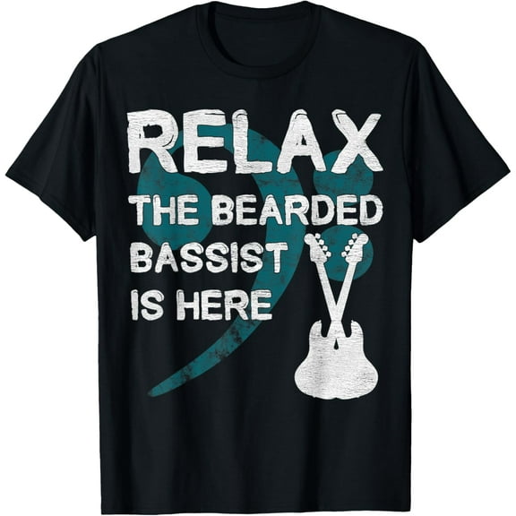 Mens Bass Guitar Player Gift Bearded Bassist T-Shirt