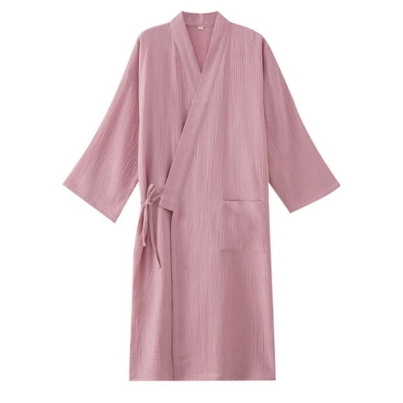 Mens Bathrobe Japanese Couples Robe Kimono Big And Tall Lace Up Hanbok Yukata Sweating Clothes Mens Robes Pink M