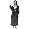 thumbnail image 1 of Mens Bathrobe Male Solid Patchwork Hooded Robe Drawstring Three Quarter Sleeve Pajamas Mens Robe Grey M, 1 of 3