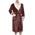 thumbnail image 1 of Mens Bathrobe Mens Thick Wool Long Towl Robe Matching Color Bathrobe Home Mens Bath Robe Brown M, 1 of 5
