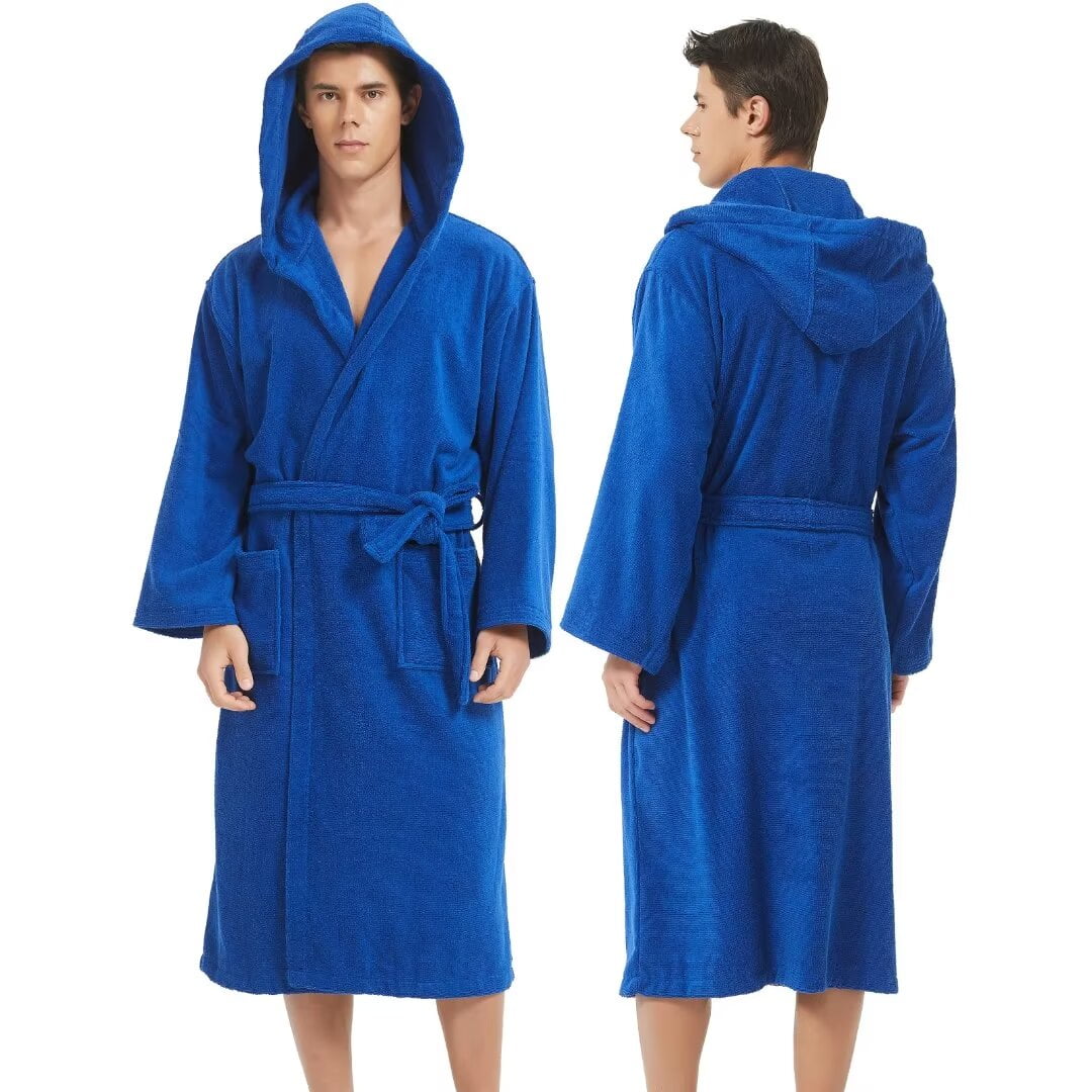 Mens Bathrobe with Hood Terry Cloth Robes for Men£¬Towel Hooded Cotton