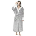 thumbnail image 1 of Mens Bathrobes Male Solid Patchwork Hooded Robe Drawstring Three Quarter Sleeve Pajamas Men Robe Light Gray XL, 1 of 3