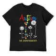 thumbnail image 1 of Mens Be Different Autism Awareness Puzzle Heart Sun-Flower Gift T-Shirt Black, 1 of 5