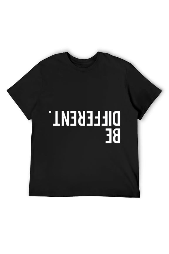 Mens Be Different Tee Funny Letters Cute Inspirational T-Shirt Black
