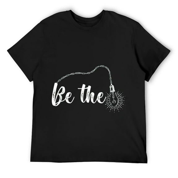 Mens Be The Light Cute Christian Bible Design Light Bulb T-Shirt Black