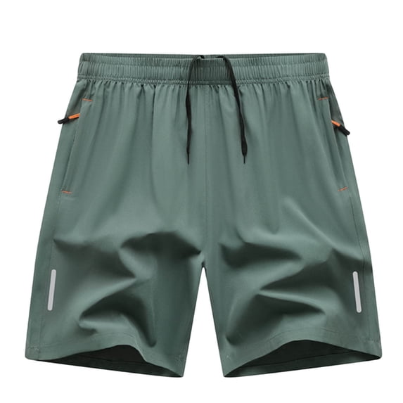 Mens Beach Board Shorts Quick Dry Elastic Waist Reflective Strip Zip Pockets Hawaiian Short Pants Dad Gifts