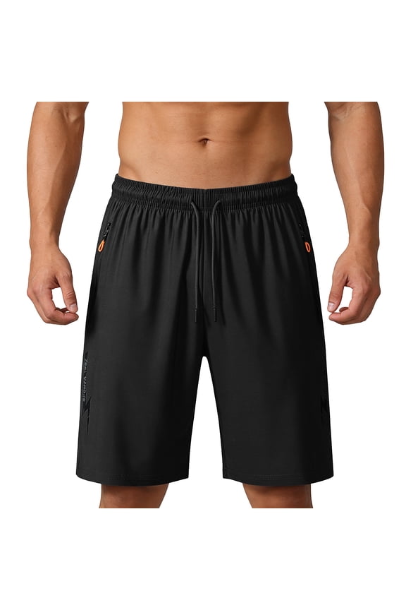Mens Beach Board Shorts Quick Dry Elastic Waist Reflective Strip Zip Pockets Hawaiian Short Pants Dad Gifts