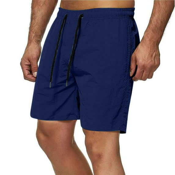 Mens Beach Casual Shorts 7 Inch Lightweight Drawstring Travel Vacation Shorts Summer Elastic Waist Loose Shorts with Pockets