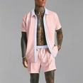 thumbnail image 1 of Mens Beach Outfits 2 Piece Lightweight Going-Out Sets Summer Short Sleeve Button-Down Shirts and Shorts Vacation Suits Set with Pockets, 1 of 6