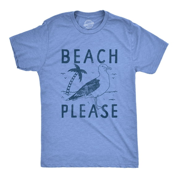 Mens Beach Please T Shirt Funny Sarcastic Tropical Seagull Graphic Novelty Tee for Guys Graphic Tees