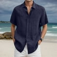 thumbnail image 1 of Mens Beach Shirts Loose Fit Button Down Short Sleeve Summer Solid Color Vacation Hawaiian Shirts BU1 XXXXL, 1 of 5