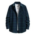 thumbnail image 1 of Mens Beach Shirts Men's Leisure Plaid Long Sleeve Slim Single Turn-Down Collar Shirt Mens Shirt Dark Blue L, 1 of 6