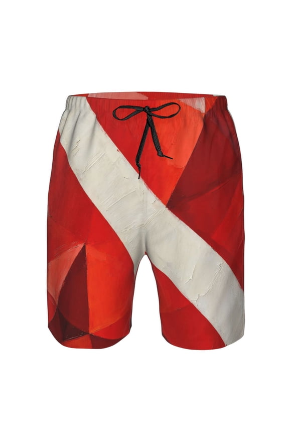 Mens Beach Shorts Diver Down Flag Quick Dry Swim Shorts with Mesh Lining 3X-Large