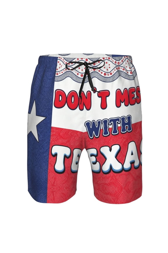 Mens Beach Shorts Don'T Mess With Texas Flag Quick Dry Swim Shorts with Mesh Lining X-Large