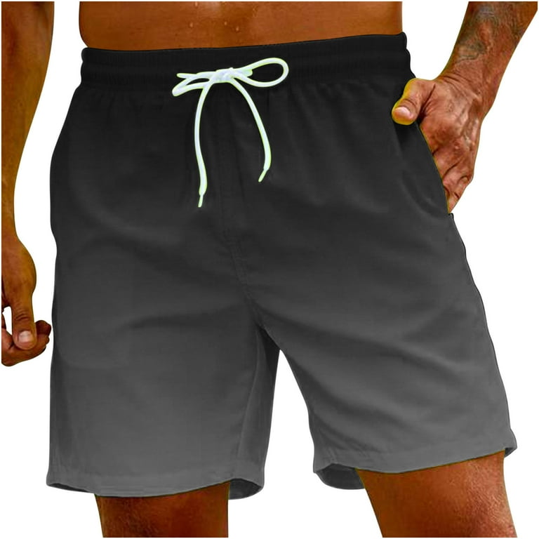 Mens Beach Shorts Dressy,Men's Swim Trunks Quick Dry 3D Gradient