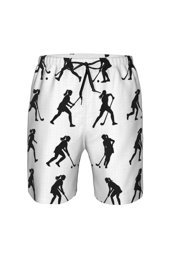 Mens Beach Shorts Field Hockey Quick Dry Swim Shorts with Mesh Lining Large