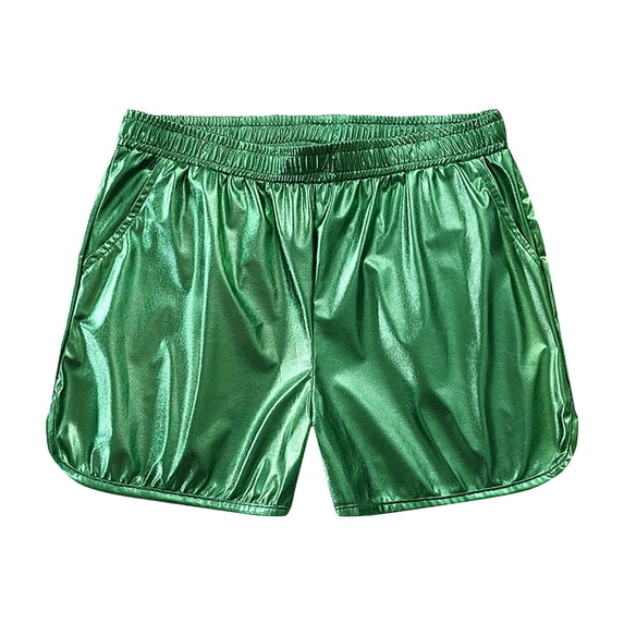 Mens Beach Shorts Lightweight Patent Leather Look Slim Fit Ultra Short Summer