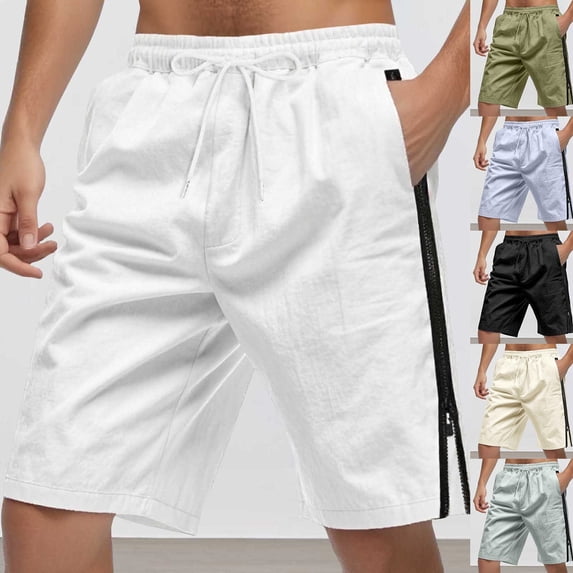 Mens Beach Shorts Side Zipper Pocket Casual Solid Color Swim Trunks Lightweight Summer Light Blue XXL