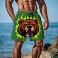 thumbnail image 1 of Mens Beach Shorts Straight Leg Funny Printed Drawstring Short Pant Summer Stylish Shorts with Pockets Green 15 L, 1 of 9