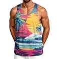 thumbnail image 1 of Mens Beach Tank Tops Hawaiian Graphic Sleeveless Shirts Beach Coconut Tree Gym Muscle Tank Top, 1 of 4
