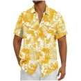 thumbnail image 1 of Mens Beach Vacation Shirt Collared Summer Button Down Shirt Short Sleeve Casual Hawaiian Tropical Tops(Yellow L), 1 of 5