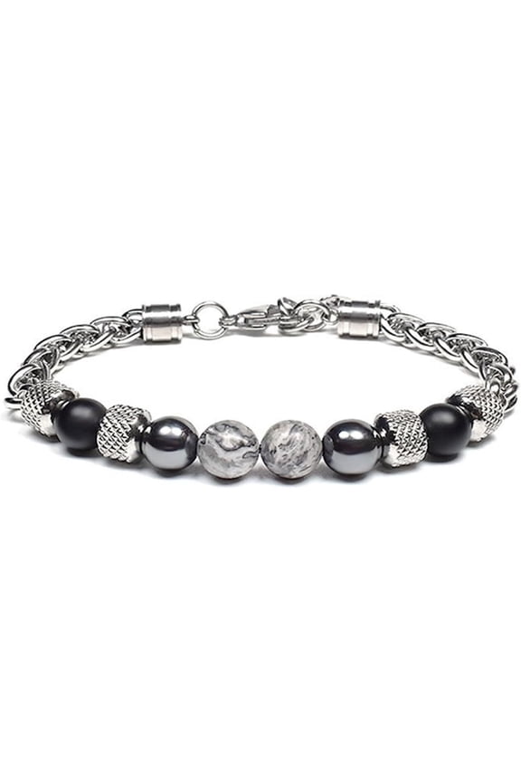 Mens Beaded Bracelets Stainless Steel Bracelet for Men Natural Stone Beaded Bracelet 8MM Beaded Bracelets Mens Wrist Bracelet Men Bead Bracelet Jewellry Gifts for Dad Mens