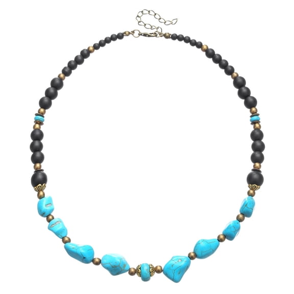 Mens Beaded Necklaces  18in Handmade Simulated Stone Beads Turquoise Choker