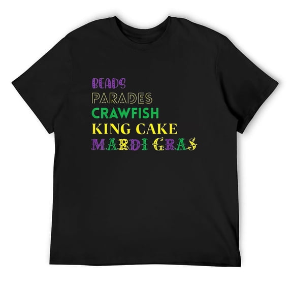 Mens Beads Parades Crawfish King Cake Mardi Gras Carnival Parade T-Shirt Black Medium