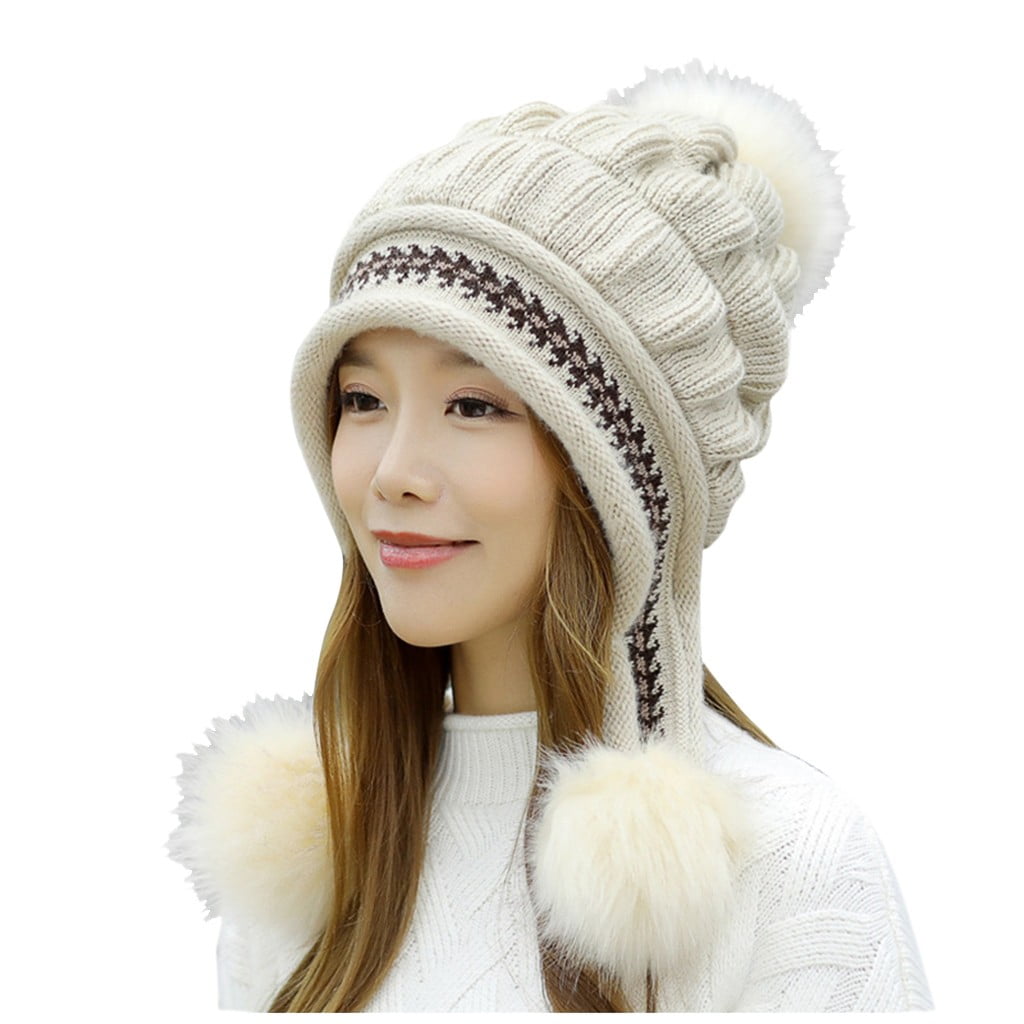 Kntted Wnter Beane Hats For Women Men Wth Velvet Nsde - Black,Red